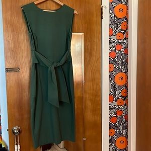 Boden green sleeveless dress with tie front- size 10.